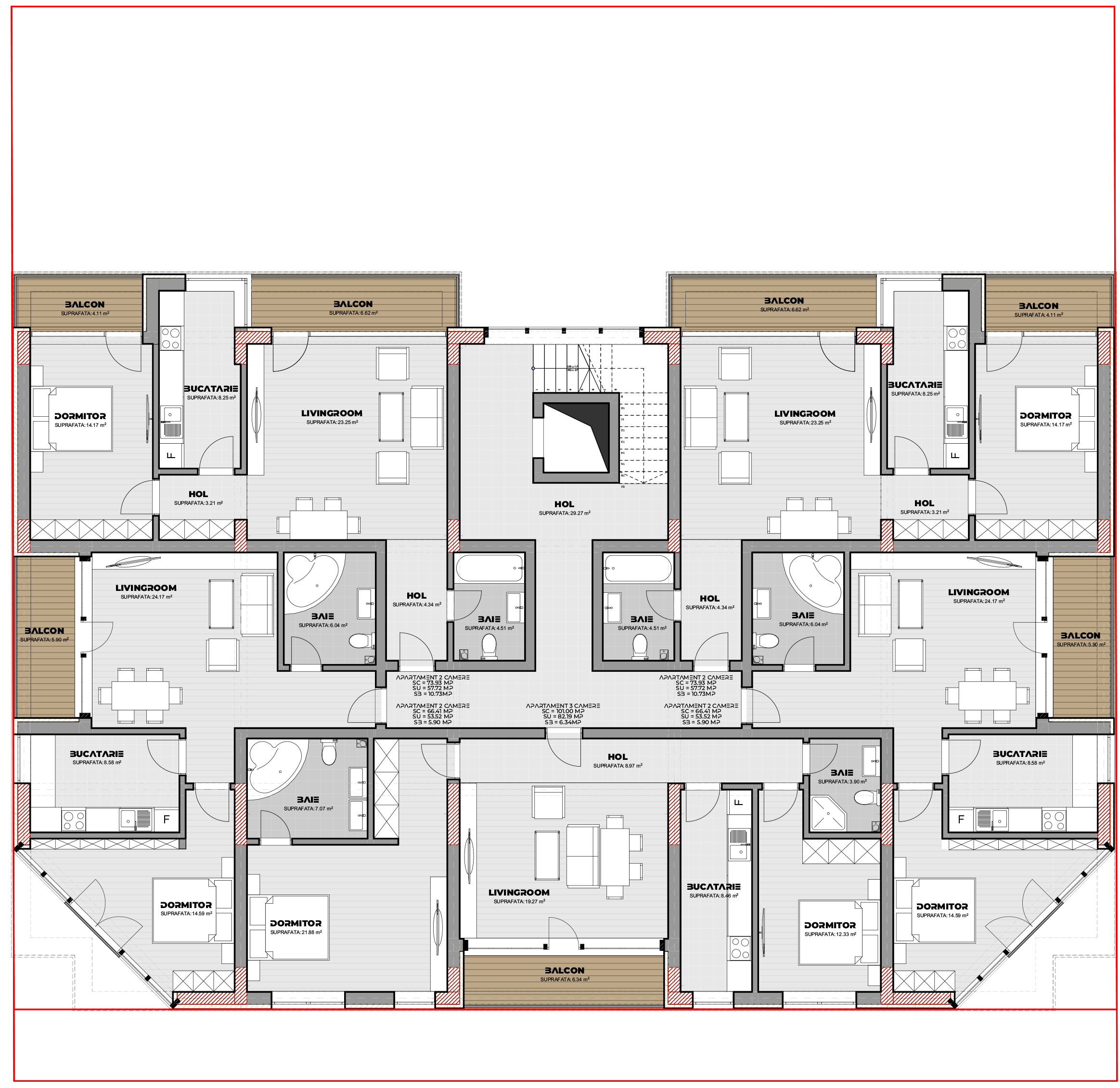 bloc P+4E modern EF Architecture