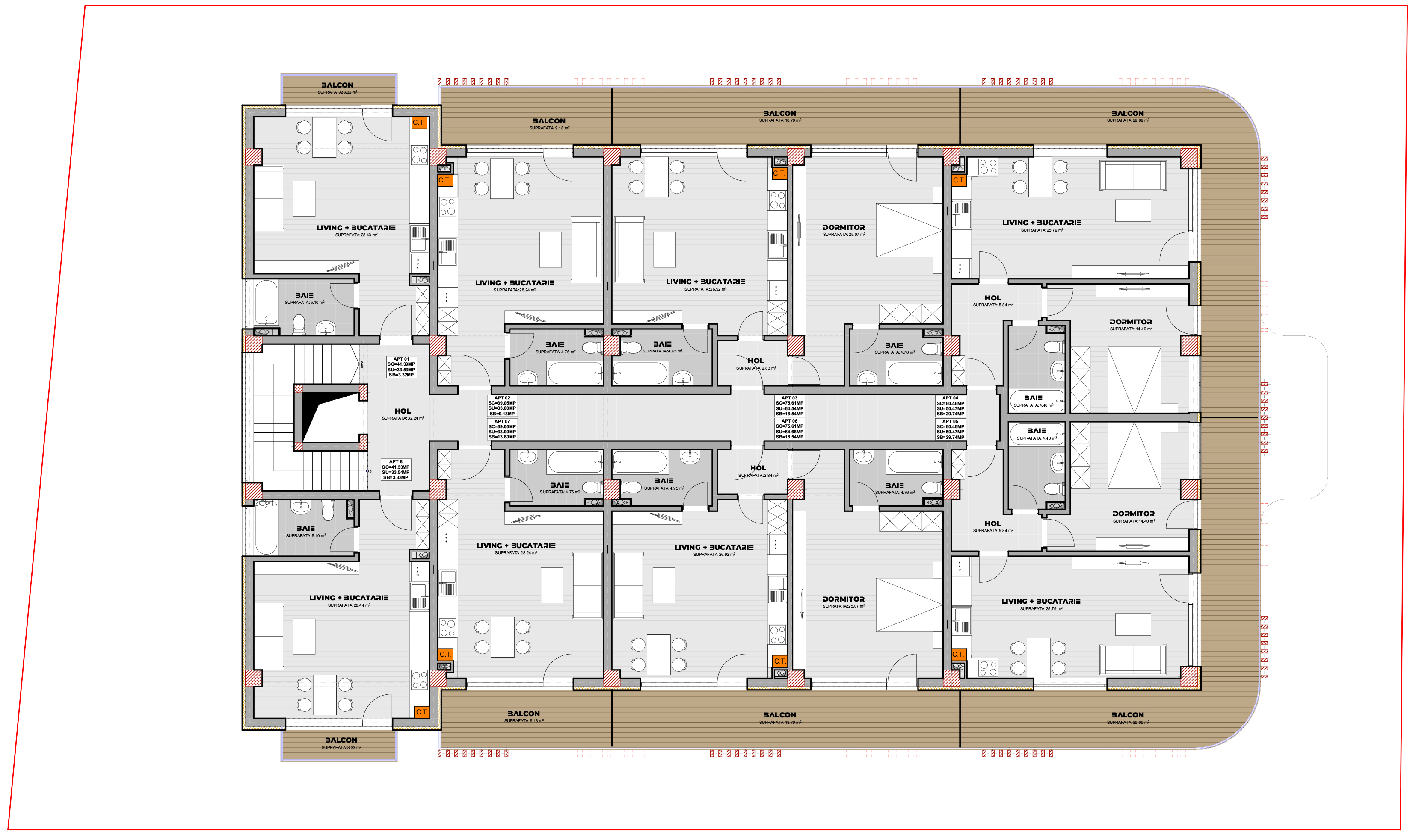 proiect bloc P+5E EF Architecture