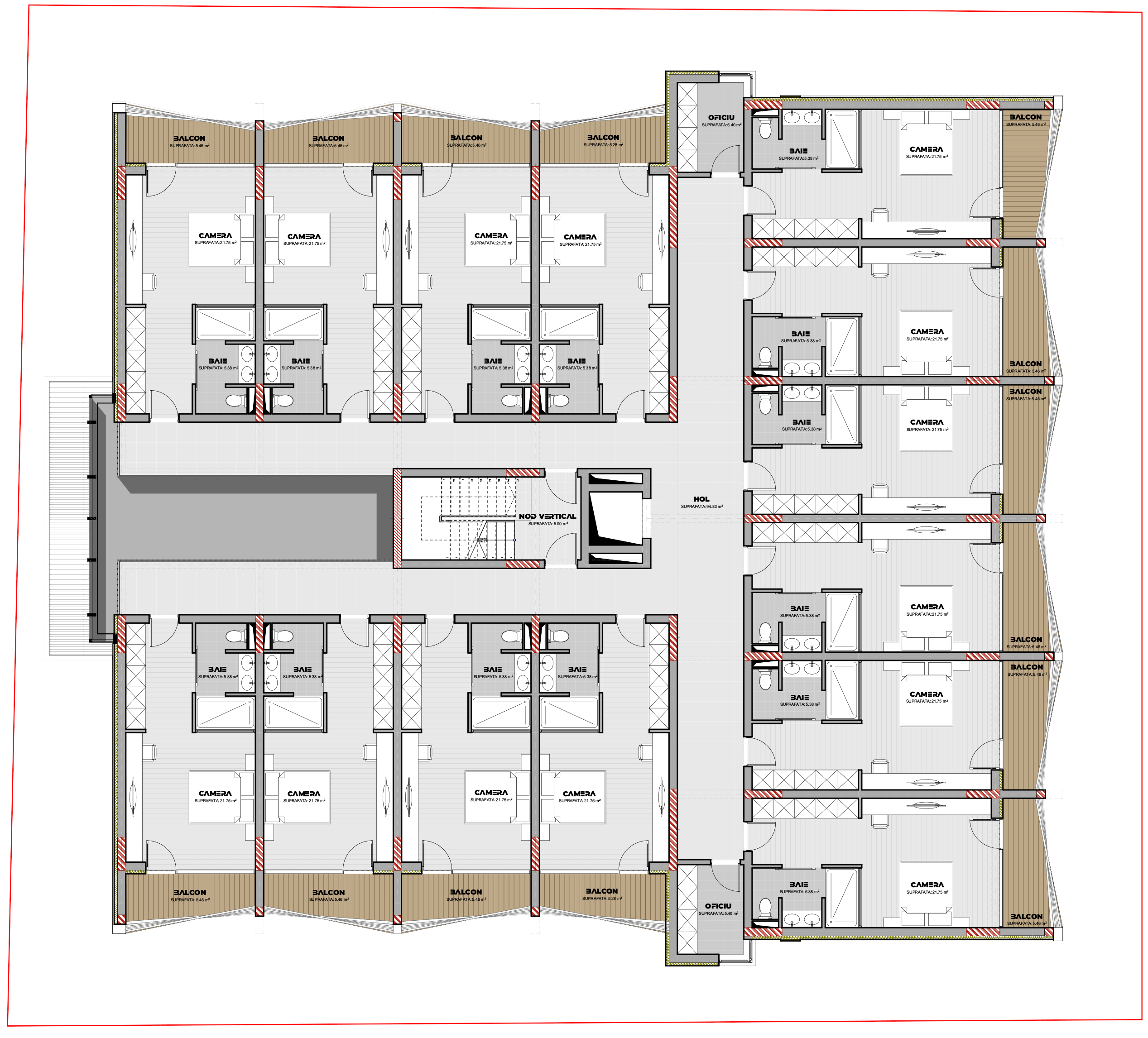 proiect hotel P+2+3E EF Architecture
