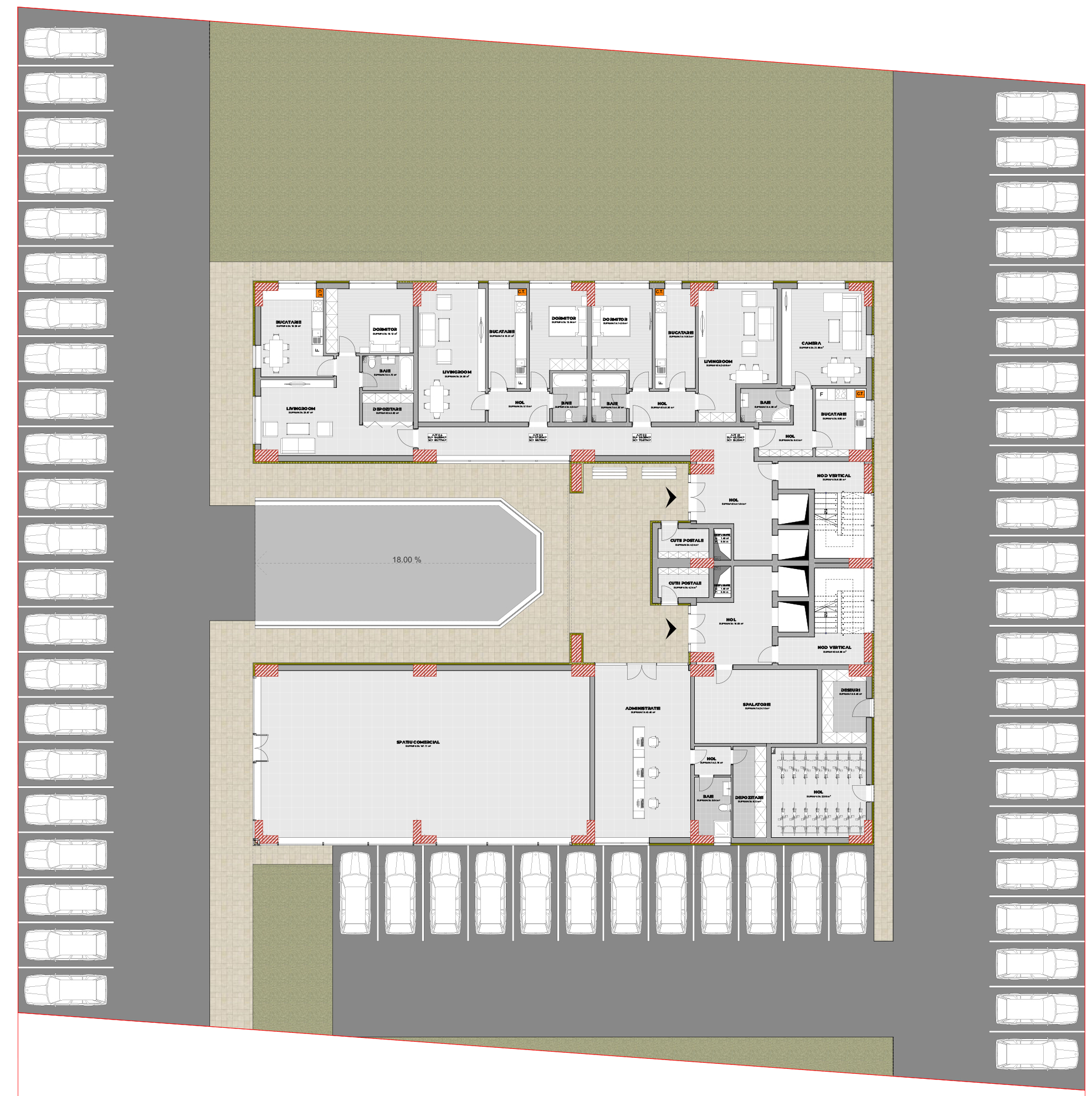 proiect bloc S+P+9E EF Architecture