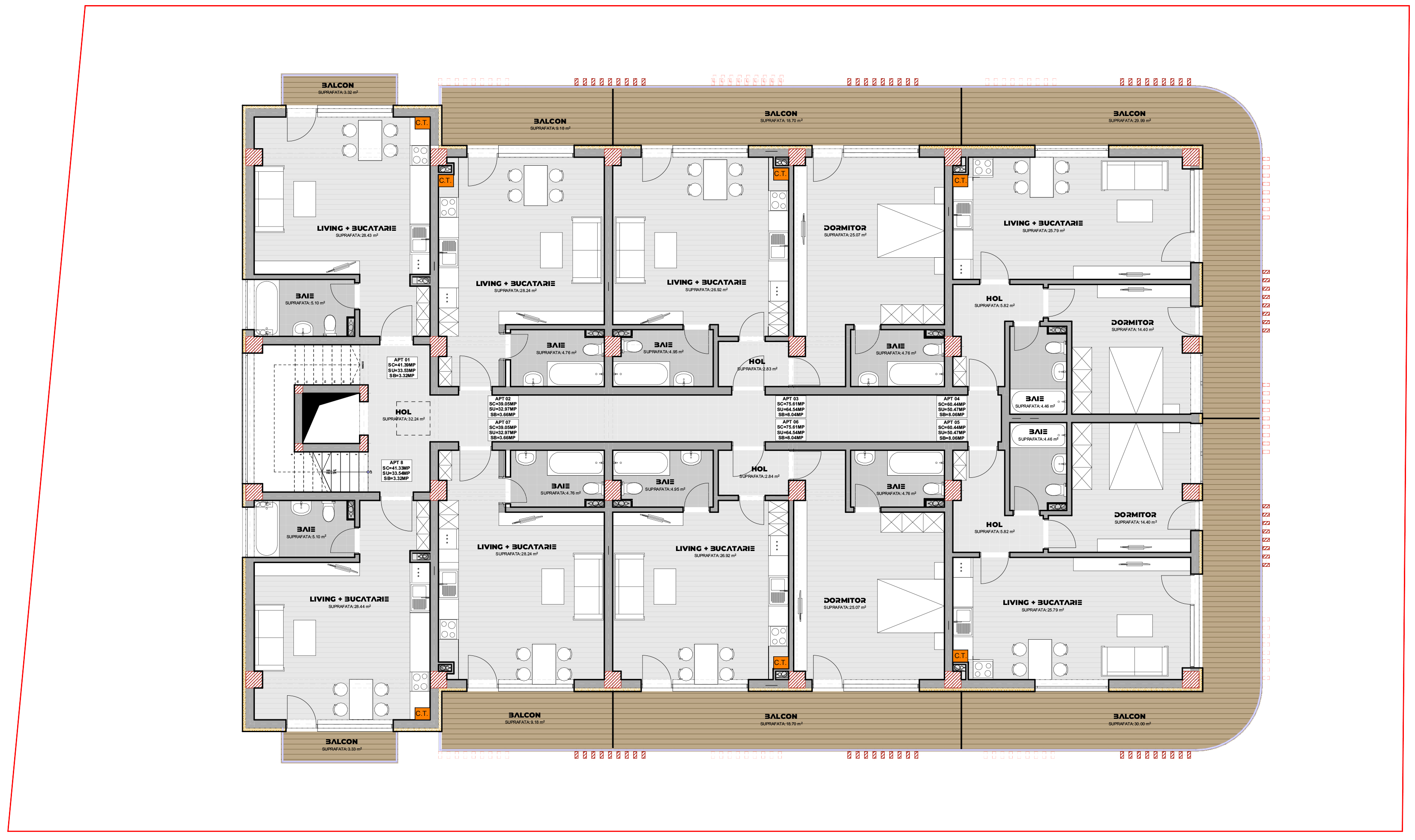 proiect bloc P+5E EF Architecture