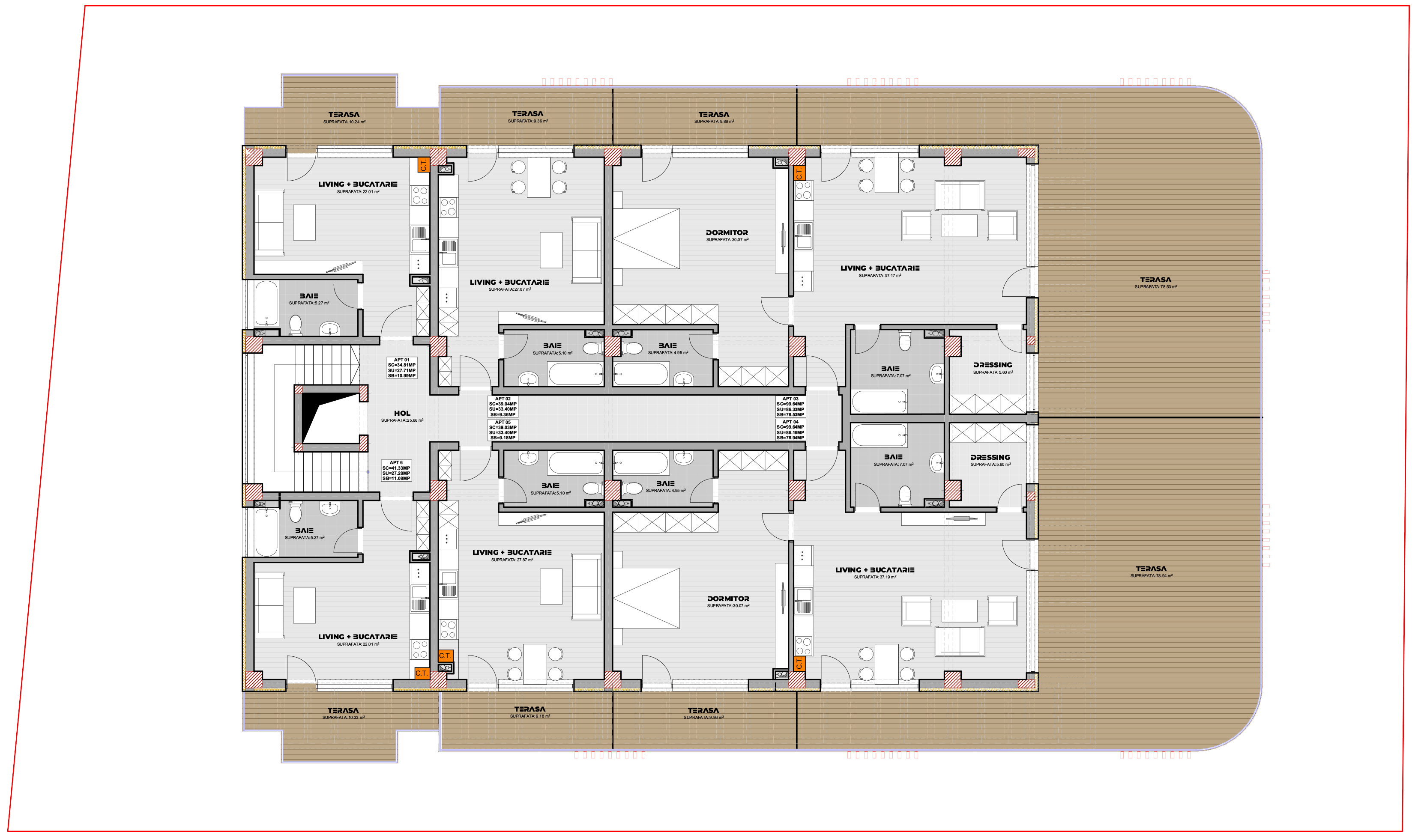 proiect bloc P+5E EF Architecture