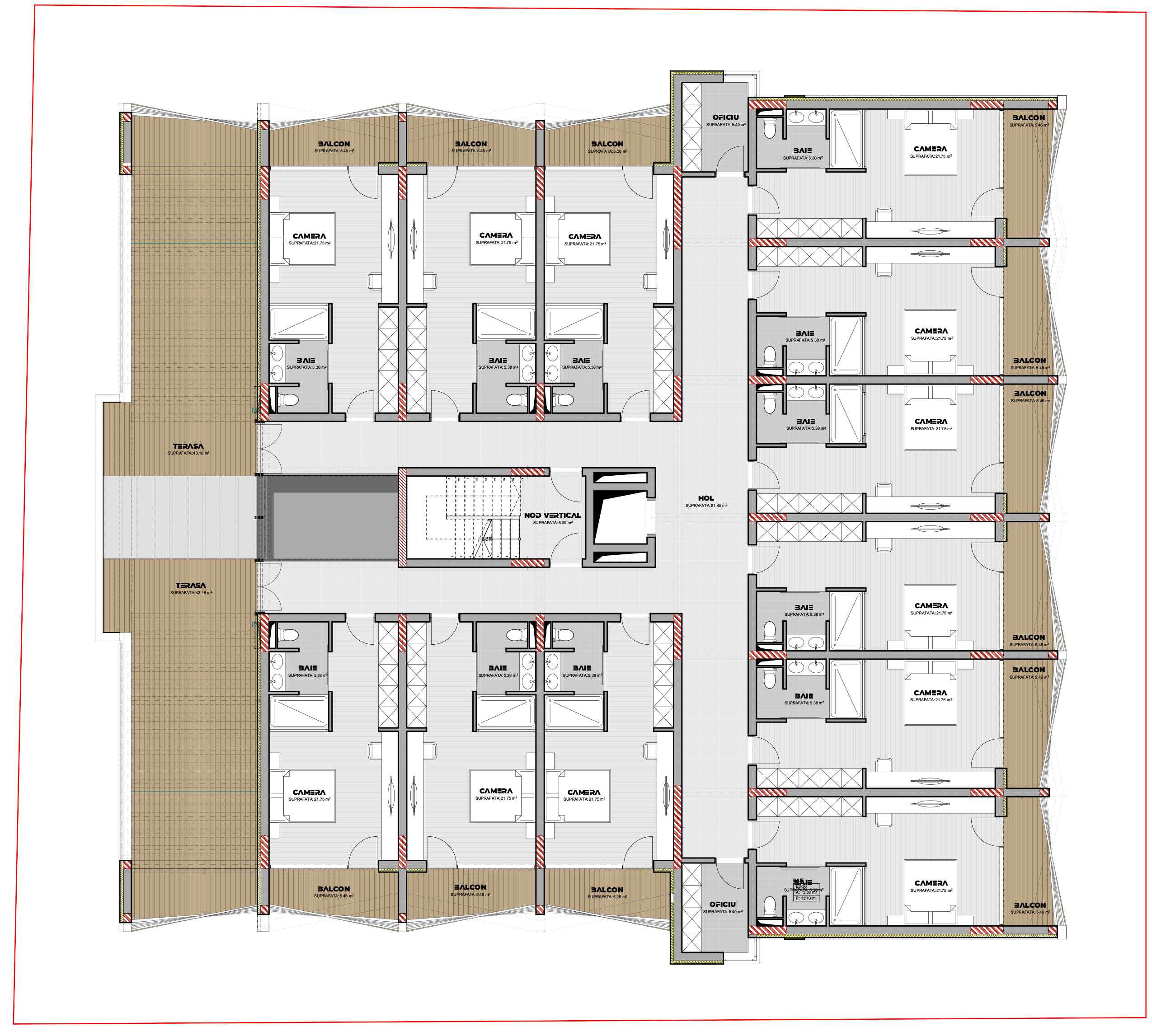 proiect hotel P+2+3E EF Architecture